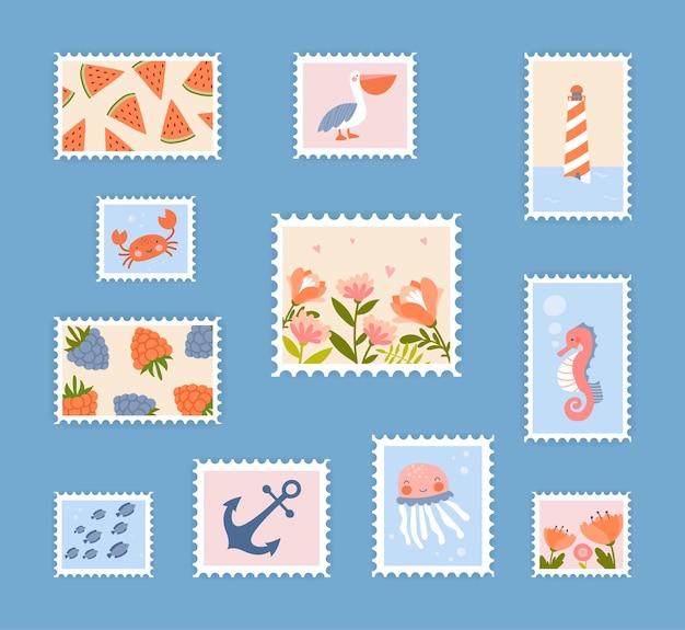 Vector set of post stamps