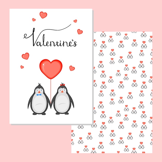 A set of postcards for Valentine's Day Vector illustration with animals for Valentine's Day Template for postcards flyers invitations