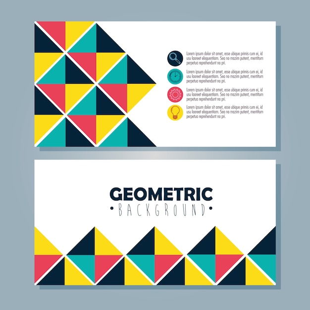 set postcards with figures geometrics and colors