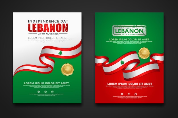 Set poster design Lebanon Independence day background template