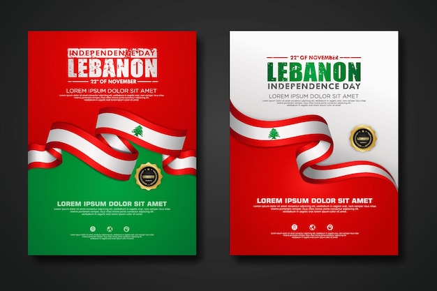 Set poster design Lebanon Independence day background template