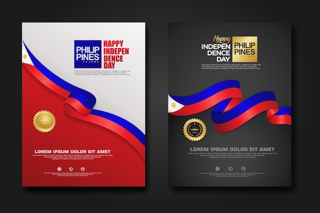 Set poster design Philippines happy Independence Day background template