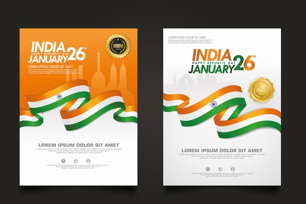 Set poster India happy Republic Day template.