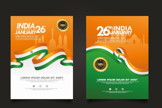 Set poster India happy Republic Day template.