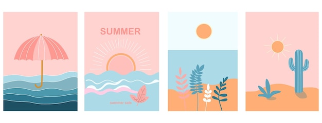 Vector a set poster for summer is a summer holiday