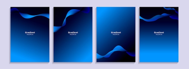 set of poster template designs, book covers. black background with dynamic abstract colorful fluid