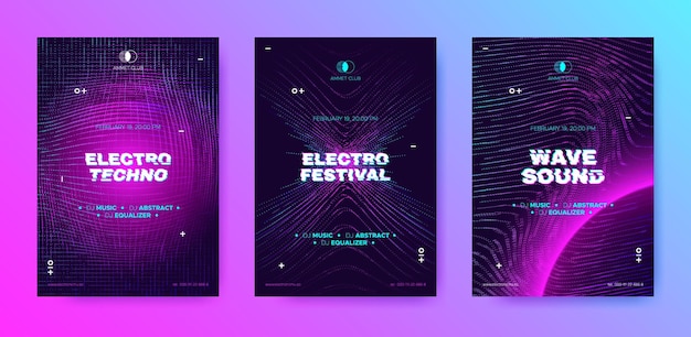 Set of posters for electronic music