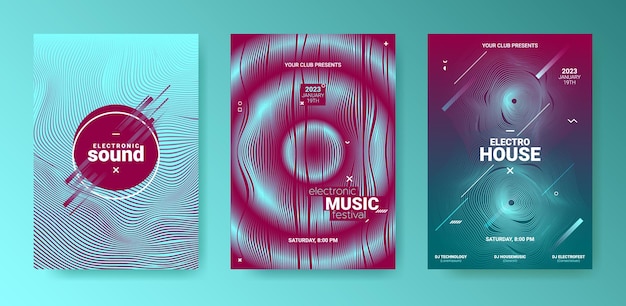 Set of posters for electronic music