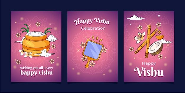 A set of posters for happy vishu celebration.