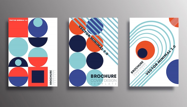 Set of posters with retro geometric shapes design