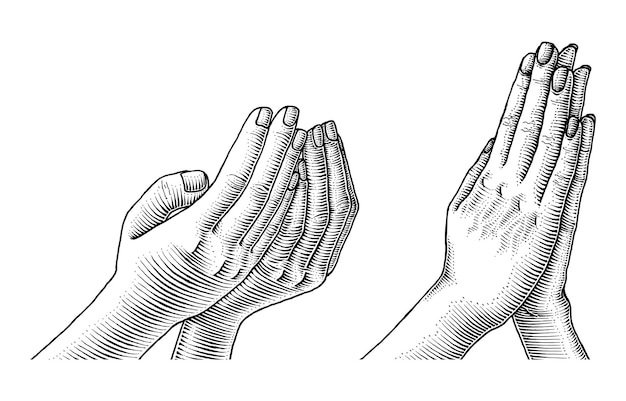 Set of Praying Hand illustration Vector