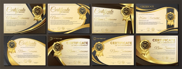 Set of premium golden black certificate template