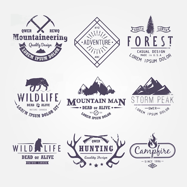 Set of premium labels on the themes of wildlife