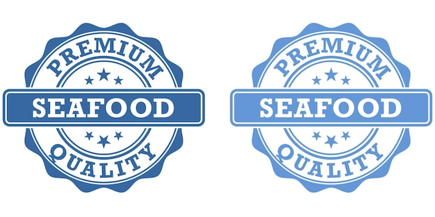 Set of premium quality seafood stamp icons Symbols for business seafood restaurant package web