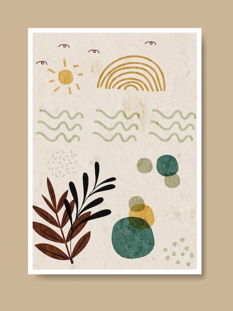 Set of prints boho contemporary minimalist poster collection