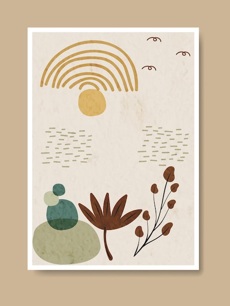 Set of prints boho contemporary minimalist poster collection