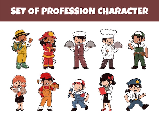 Vector set of profession character vector illustration