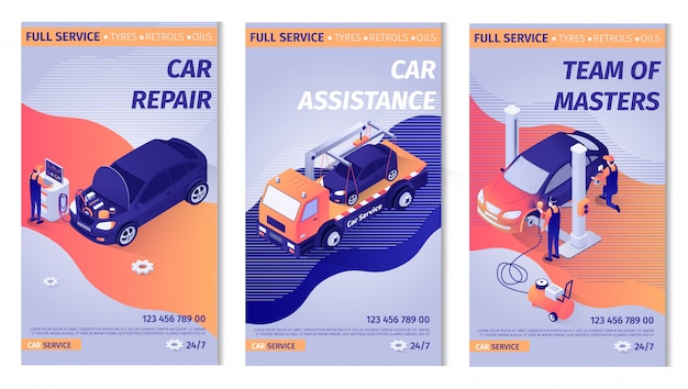 Set of Promo Vertical banner template for Car Service