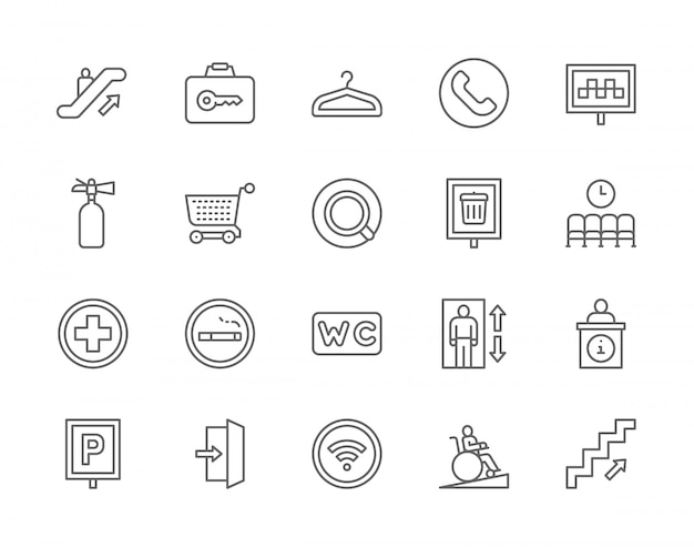  Set of Public Navigation Line Icons.  