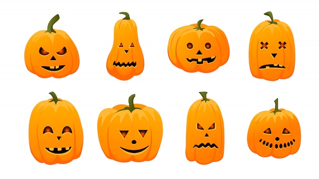 Set of pumpkin isolated. Symbol of the Halloween holiday.