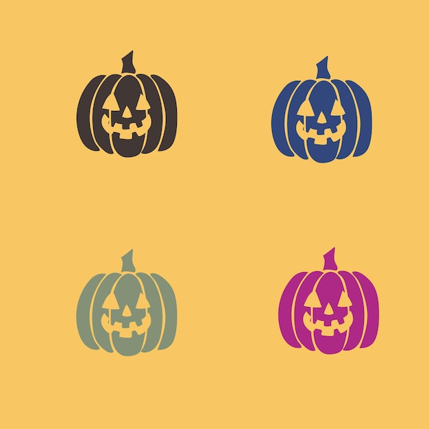 Set pumpkin on white background. The main symbol of the Happy Halloween holiday.