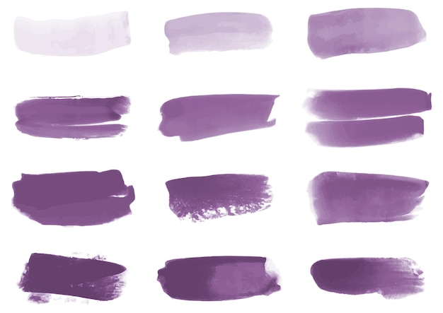 Set of purple watercolor brush stroke