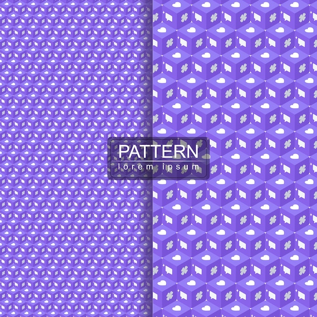 A set of purple and white patterns with the word pattern on the left.