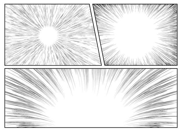 Vector set of radial manga speed lines for comic books