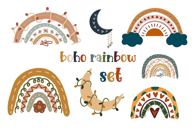 Set of rainbow boho for a children is room