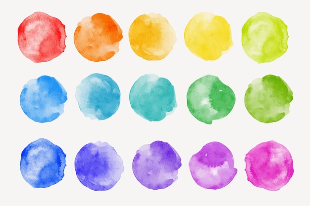 set of rainbow color swatches watercolor brush