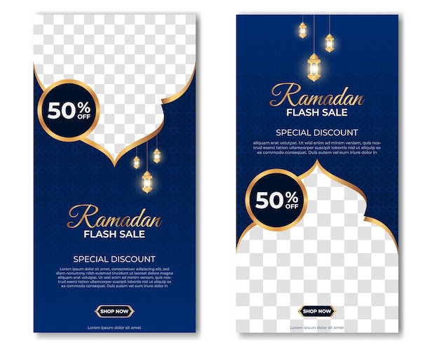 Set of ramadan kareem banner template design with a place for photos Suitable for social media post Vector illustration