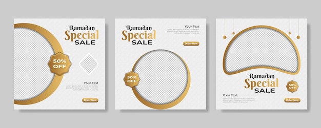 Set of Ramadan Sale Banner web promotion banner social media post template Vector illustration