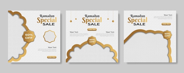 Set of Ramadan Sale Banner web promotion banner social media post template Vector illustration