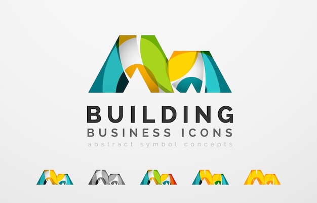 Set of real estate or building logo business icons