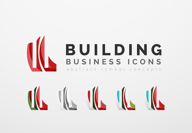 Set of real estate or building logo business icons