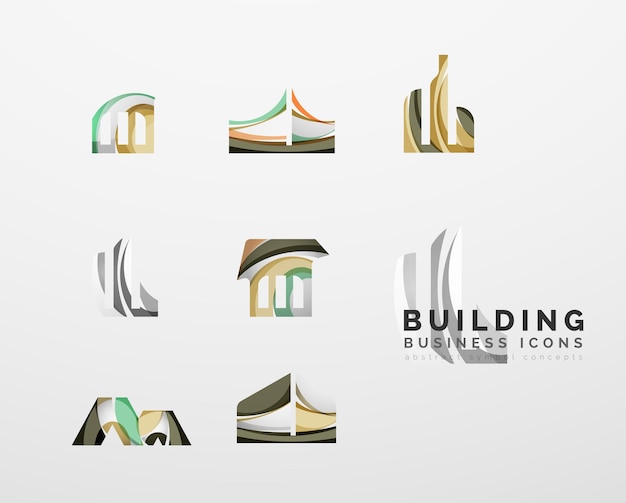 Set of real estate or building logo business icons