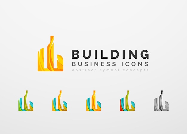 Set of real estate or building logo business icons