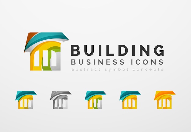 Set of real estate or building logo business icons