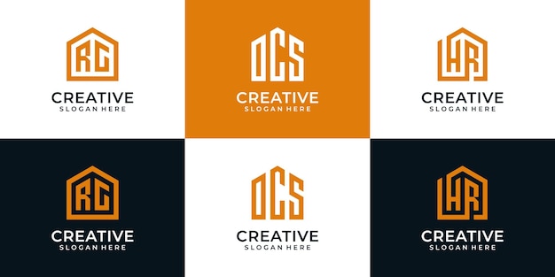 Set of real estate building logo design concept