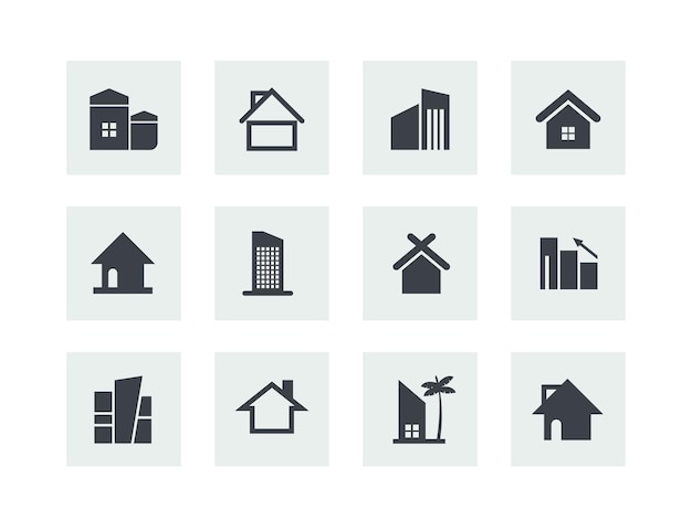 Set of real estate icons flat design