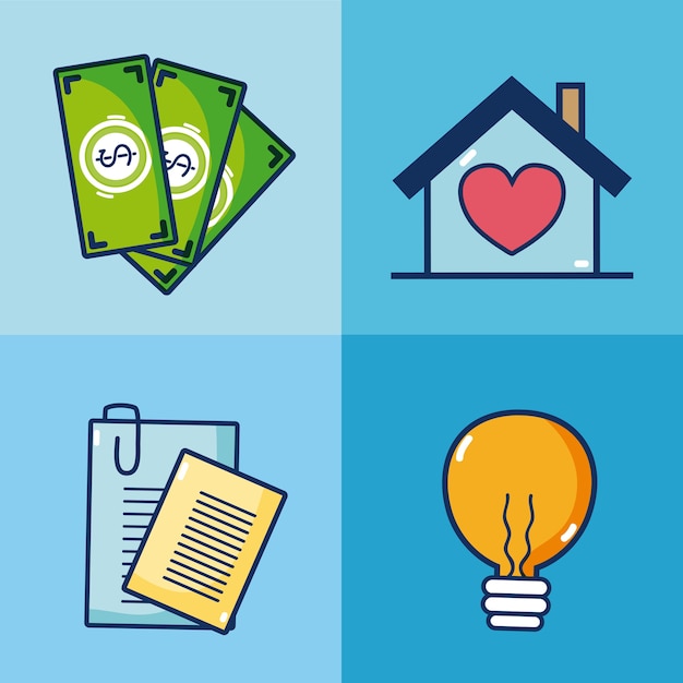 Set of real estate and investment icons vector illustration graphic design