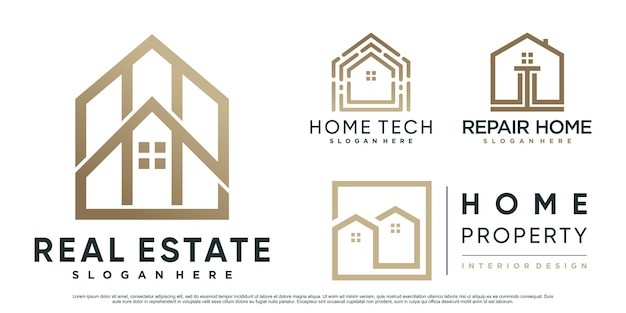 Set of real estate logo design inspiration for business with creative modern concept Premium Vector