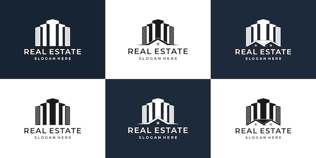 Set of Real Estate Logo Design with black and white color.