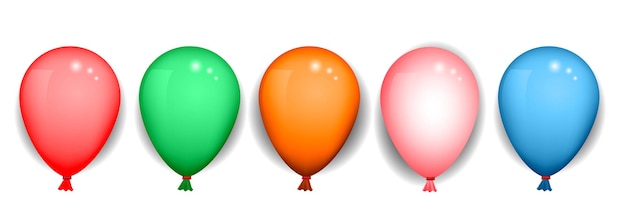 set of realistic balloons party in various colors isolated