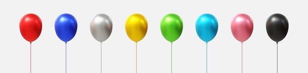 Set of realistic balloons vector. multicolored,  