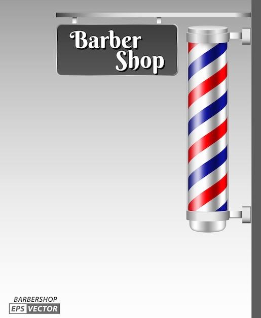 set of realistic barber shop signboard isolated or vintage fashioned glass barber shop poles