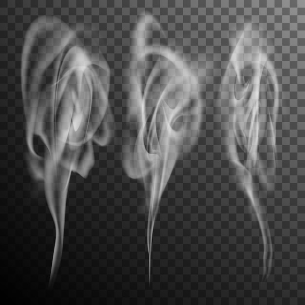 Set of realistic cigarette smoke waves isolated effect.