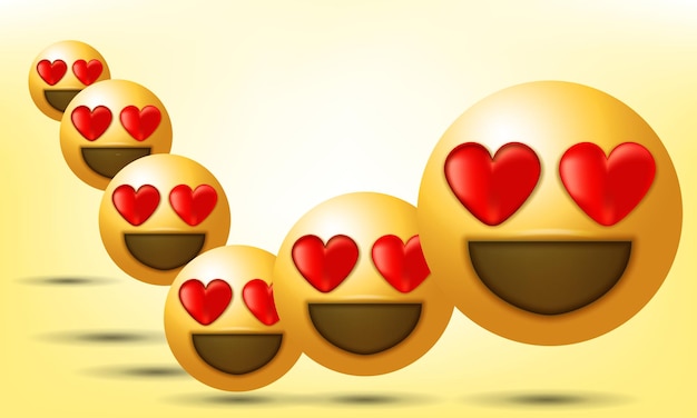 Set Realistic Emoji Emoticon Vector Illustration