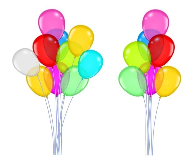 set of realistic flying balloons isolated or multicolored helium balloon or group of balloon