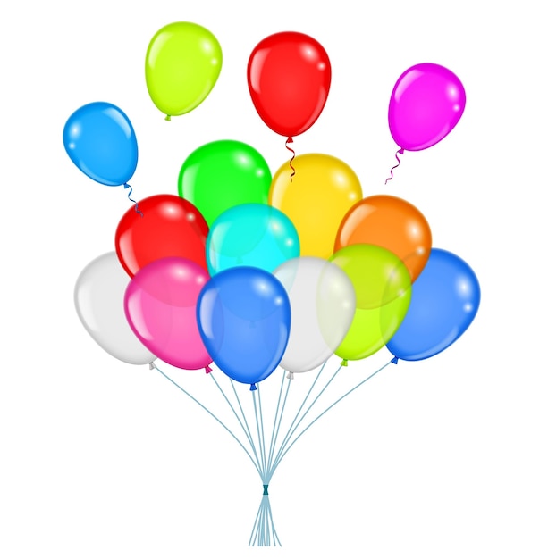 set of realistic flying balloons isolated or multicolored helium balloon or group of balloon